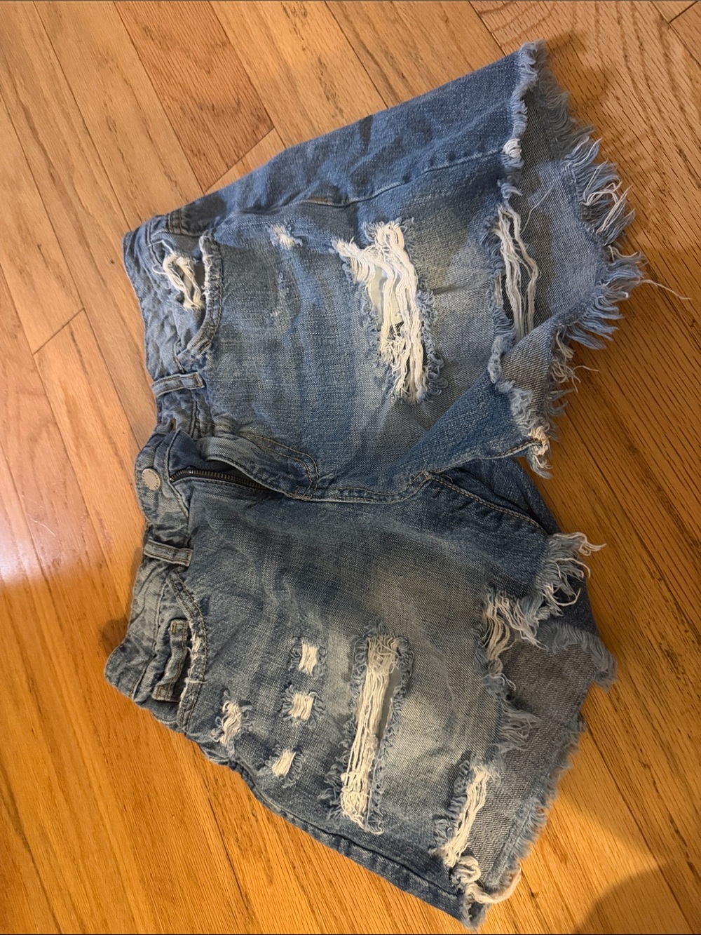 KanCan Distressed Light Blue Denim Jean Shorts